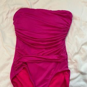 Strapless one piece bathing suit